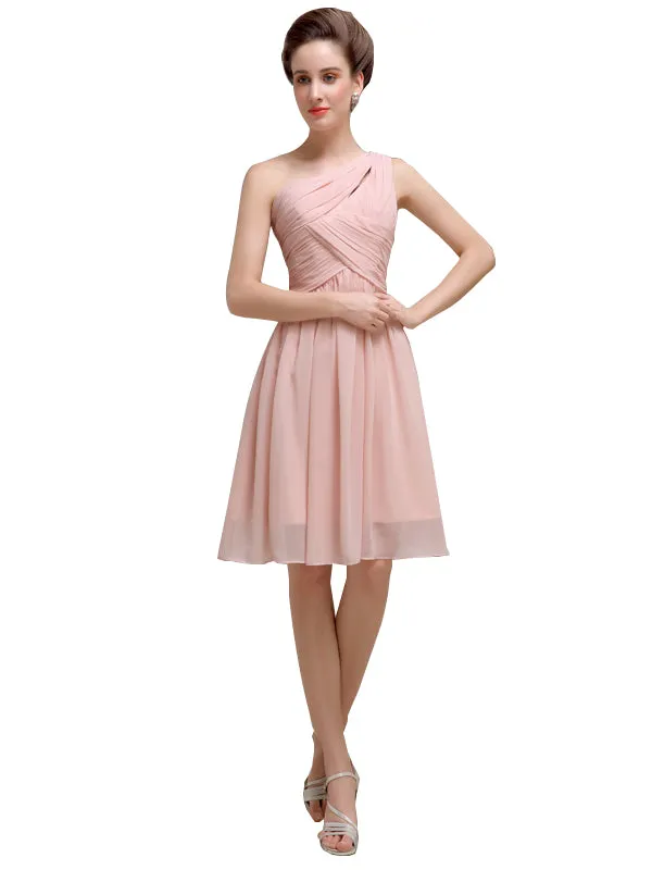 Pretty One-shoulder A-line Knee-Length Bridesmaid Dresses sold by ChicSew