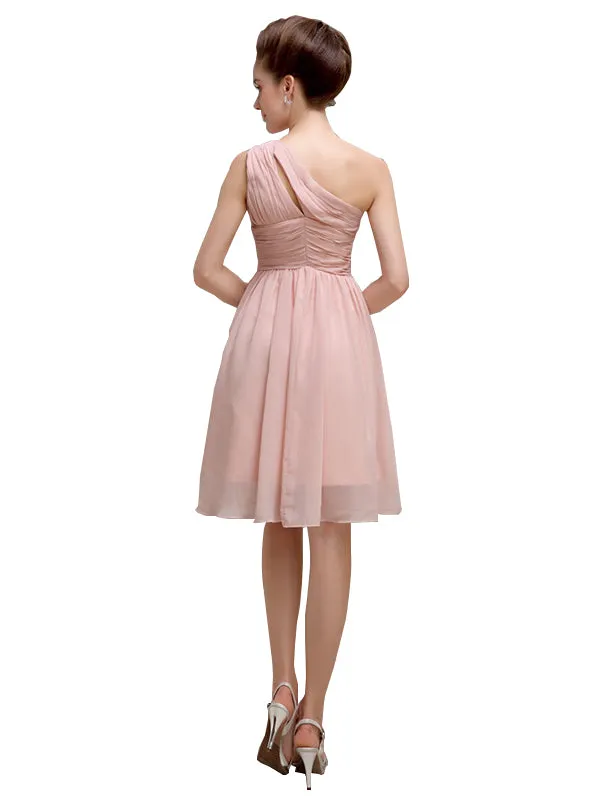 Pretty One-shoulder A-line Knee-Length Bridesmaid Dresses sold by ChicSew product image thumbnail 4