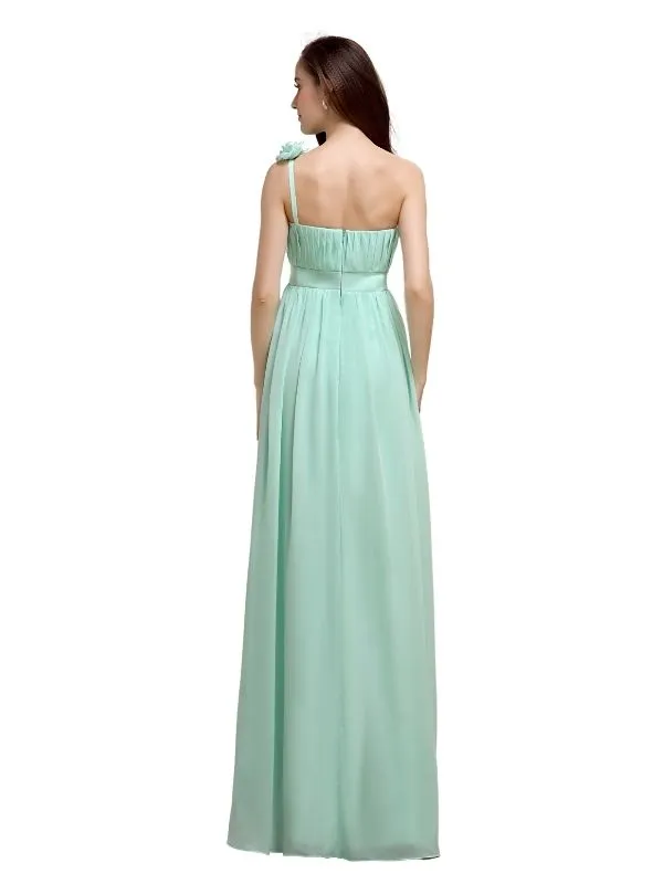 A-line One-Shoulder With Flowers Floor-Length Bridesmaid Dresses sold by ChicSew product image thumbnail 3