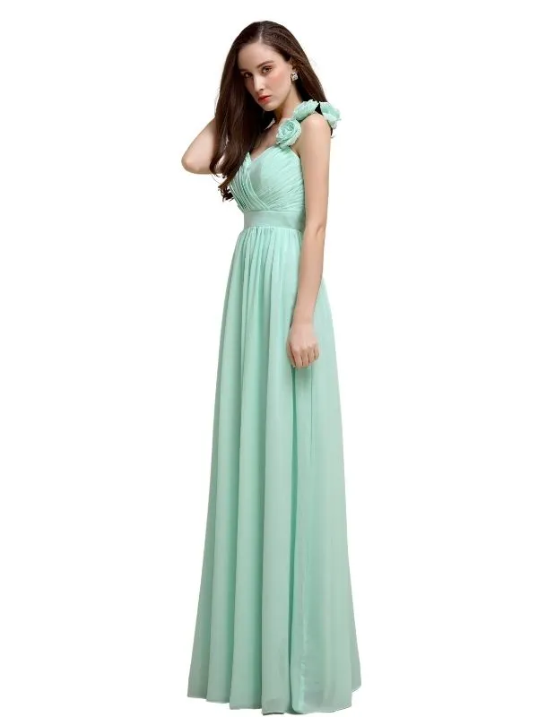 A-line One-Shoulder With Flowers Floor-Length Bridesmaid Dresses sold by ChicSew product image thumbnail 4