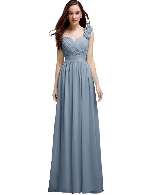 A-line One-Shoulder With Flowers Floor-Length Bridesmaid Dresses sold by ChicSew product image thumbnail 5