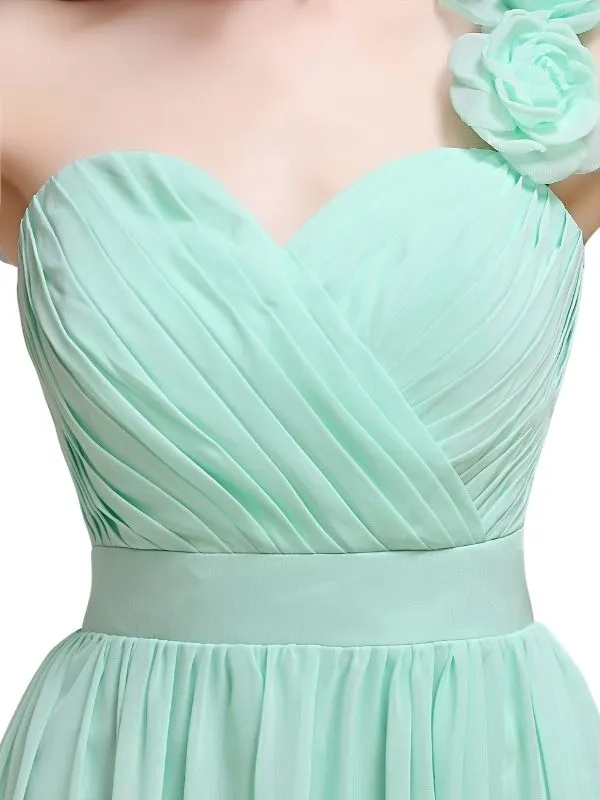 A-line One-Shoulder With Flowers Floor-Length Bridesmaid Dresses sold by ChicSew product image thumbnail 2