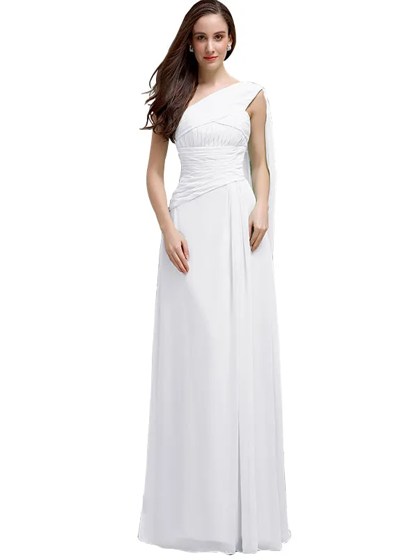 Chiffon A-line One-Shoulder Sleeveless Floor-Length Bridesmaid Dresses sold by ChicSew product image thumbnail 5