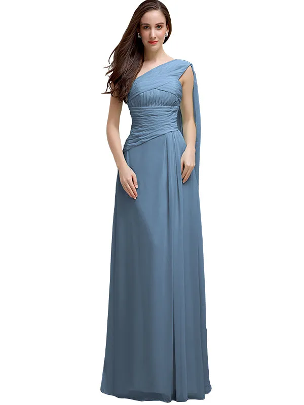 Chiffon A-line One-Shoulder Sleeveless Floor-Length Bridesmaid Dresses sold by ChicSew product image thumbnail 2