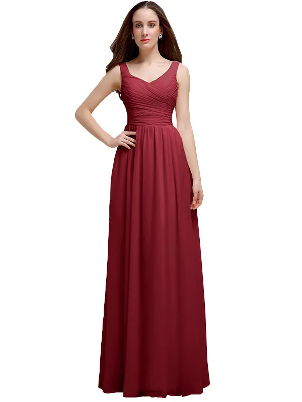 Chiffon Shoulder Strap A-line Floor-Length Bridesmaid Dresses sold by ChicSew product image thumbnail 5