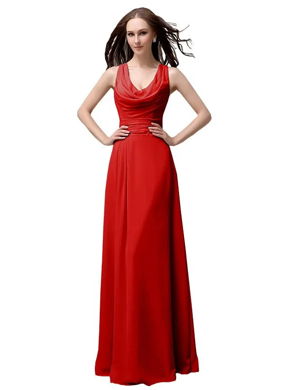 Shoulder Strap A-line Chiffon Floor-Length Long Bridesmaid Dresses sold by ChicSew product image thumbnail 5