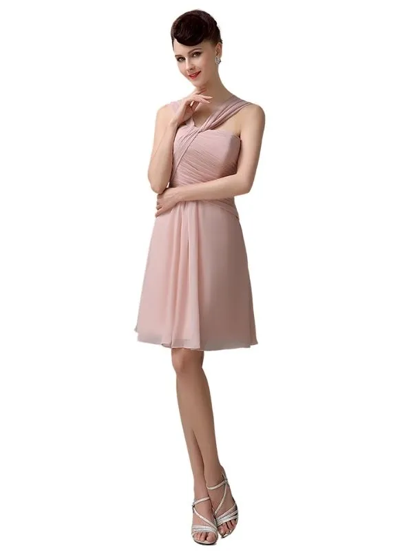Simple A-line Knee-length Chiffon Short Bridesmaid Dresses sold by ChicSew product image thumbnail 4