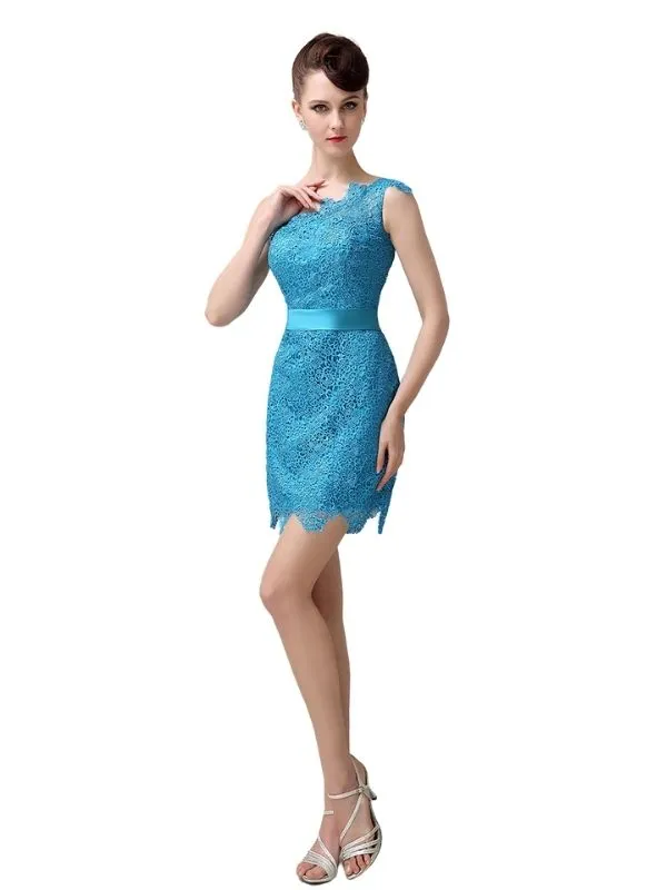 Charming Lace One-shoulder Short Bridesmaid Dresses sold by ChicSew