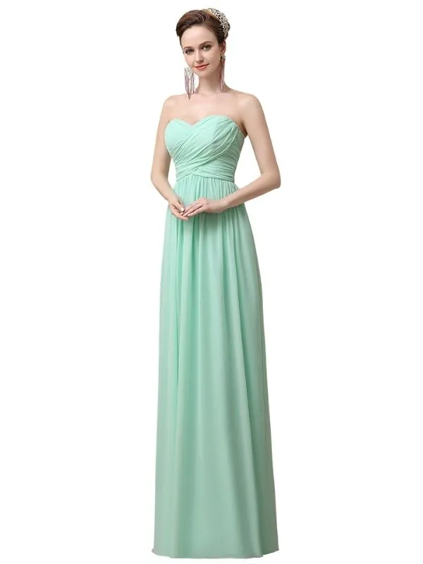 Simple A-line Chiffon Sweetheart Floor-Length Long Bridesmaid Dresses. sold by ChicSew product image thumbnail 4