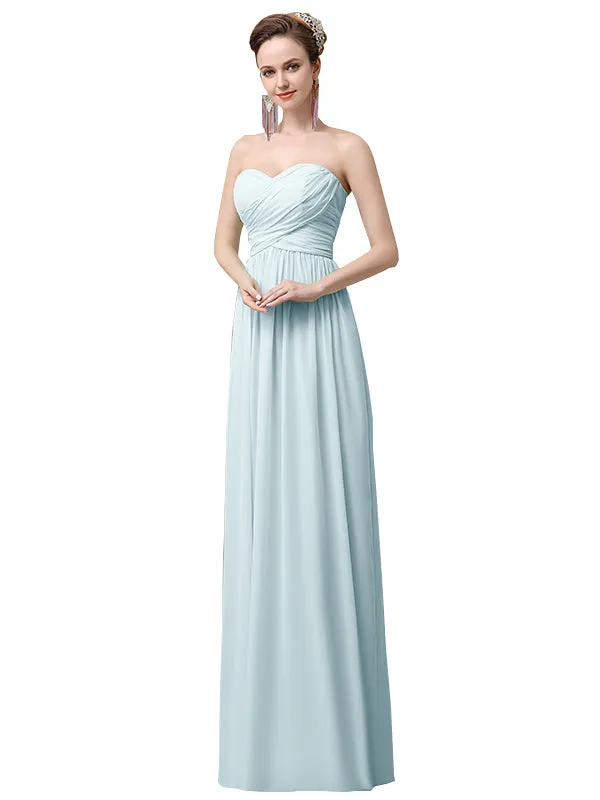 Simple A-line Chiffon Sweetheart Floor-Length Long Bridesmaid Dresses. sold by ChicSew product image thumbnail 5