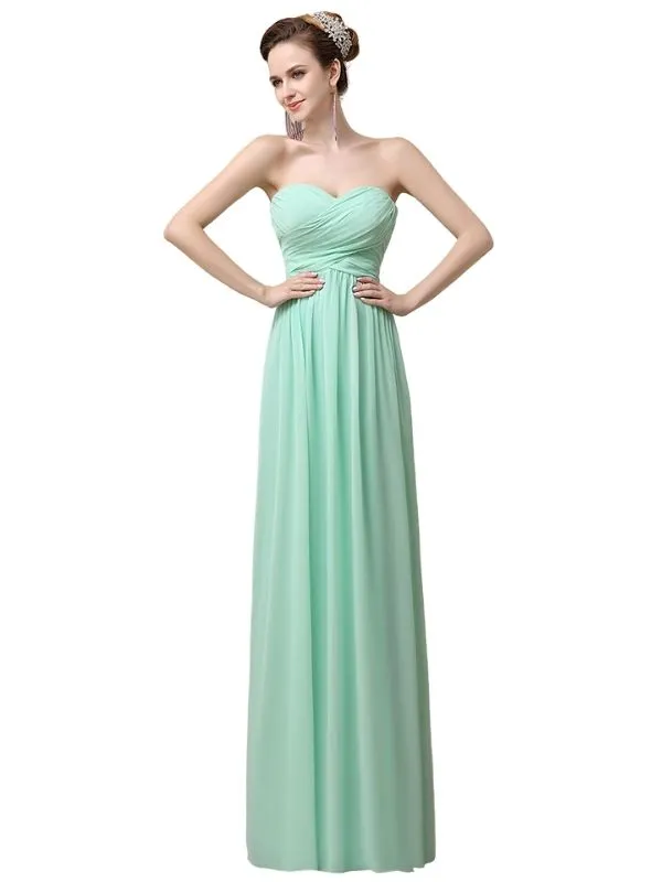 Simple A-line Chiffon Sweetheart Floor-Length Long Bridesmaid Dresses. sold by ChicSew