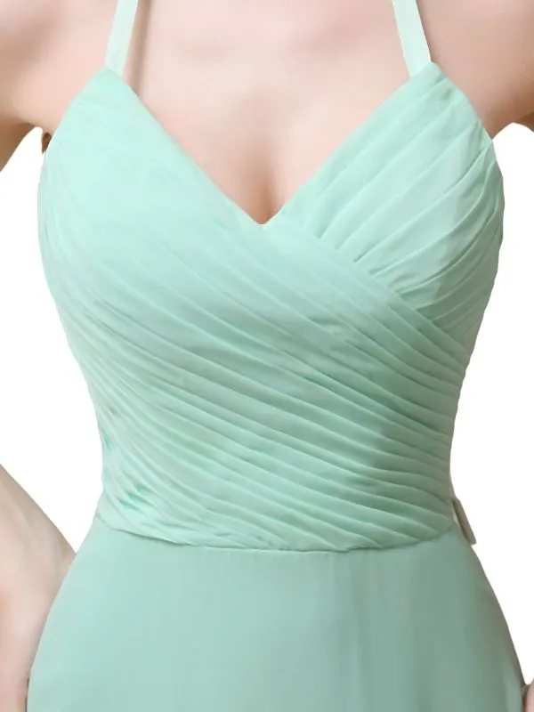 Halter Chiffon A-line Sleeveless Floor-Length Long Bridesmaid Dresses sold by ChicSew product image thumbnail 2