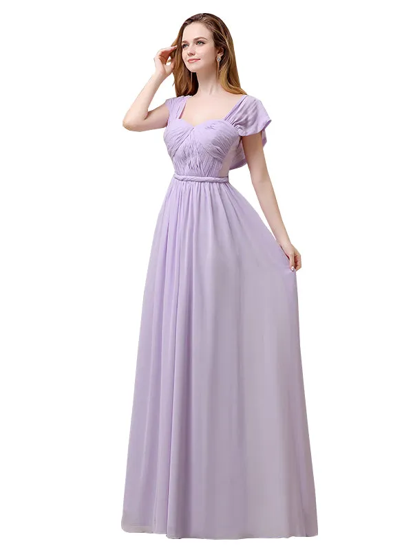 Cap Sleeves A-line Chiffon Floor-Length Long Bridesmaid Dresses sold by ChicSew product image thumbnail 4