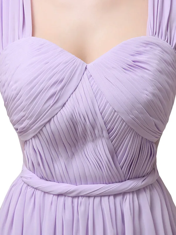 Cap Sleeves A-line Chiffon Floor-Length Long Bridesmaid Dresses sold by ChicSew product image thumbnail 2