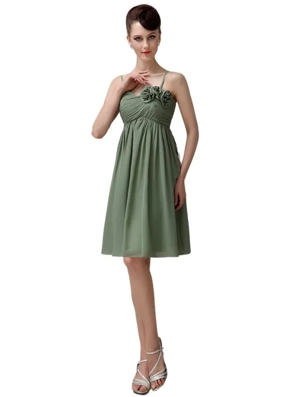 Spaghetti Straps A-line Sweetheart Chiffon Short Bridesmaid Dresses sold by ChicSew product image thumbnail 5