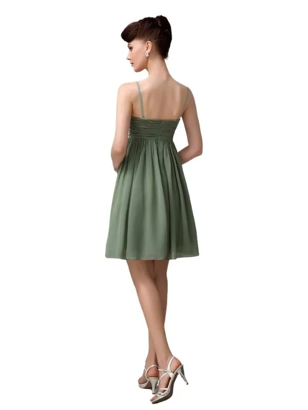 Spaghetti Straps A-line Sweetheart Chiffon Short Bridesmaid Dresses sold by ChicSew product image thumbnail 3