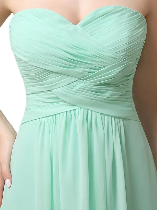 Elegant Strapless Sweetheart Chiffon Floor Length Long Maxi Bridesmaid Dresses sold by ChicSew product image thumbnail 2