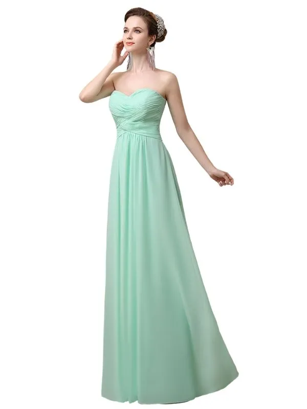 Elegant Strapless Sweetheart Chiffon Floor Length Long Maxi Bridesmaid Dresses sold by ChicSew product image thumbnail 4