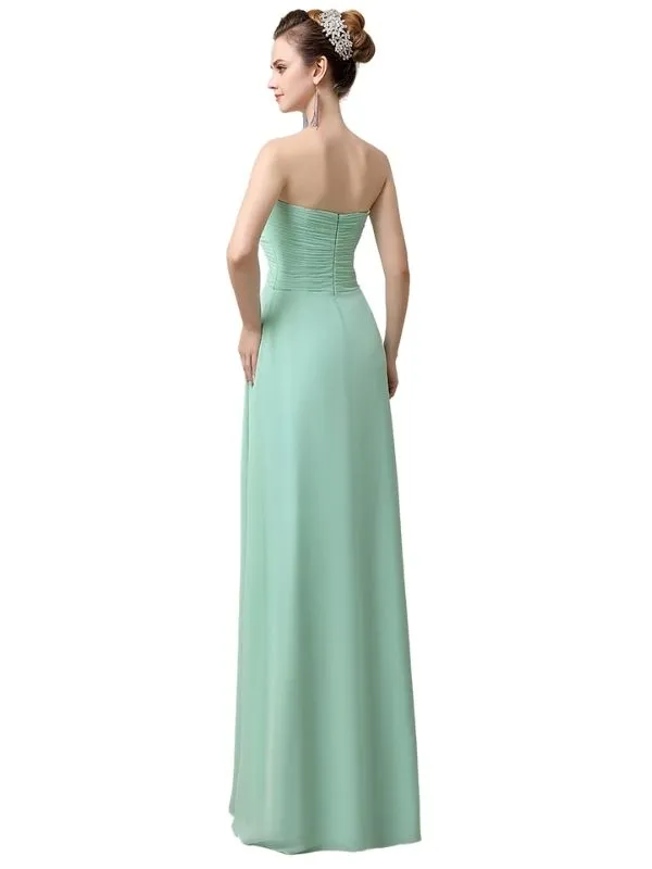 Elegant Strapless Sweetheart Chiffon Floor Length Long Maxi Bridesmaid Dresses sold by ChicSew product image thumbnail 3