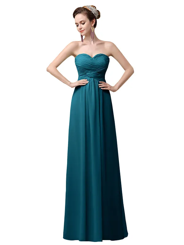 Elegant Strapless Sweetheart Chiffon Floor Length Long Maxi Bridesmaid Dresses sold by ChicSew product image thumbnail 5