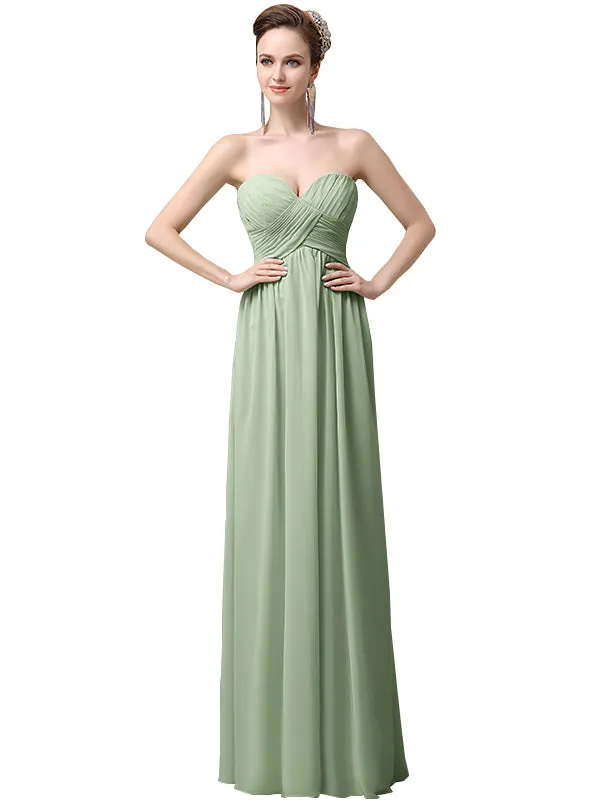Simple A-line Sweetheart Chiffon Floor-Length Long Bridesmaid Dresses sold by ChicSew