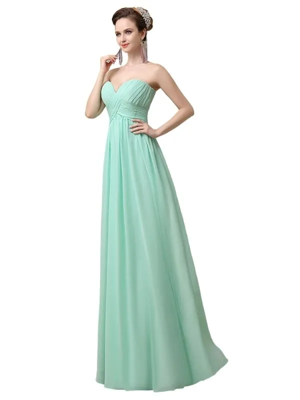 Simple A-line Sweetheart Chiffon Floor-Length Long Bridesmaid Dresses sold by ChicSew product image thumbnail 3