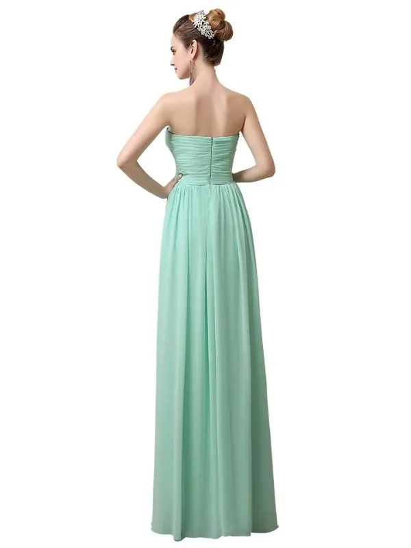 Simple A-line Sweetheart Chiffon Floor-Length Long Bridesmaid Dresses sold by ChicSew product image thumbnail 4