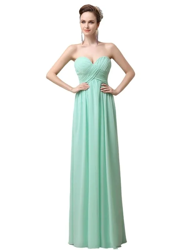 Simple A-line Sweetheart Chiffon Floor-Length Long Bridesmaid Dresses sold by ChicSew product image thumbnail 5