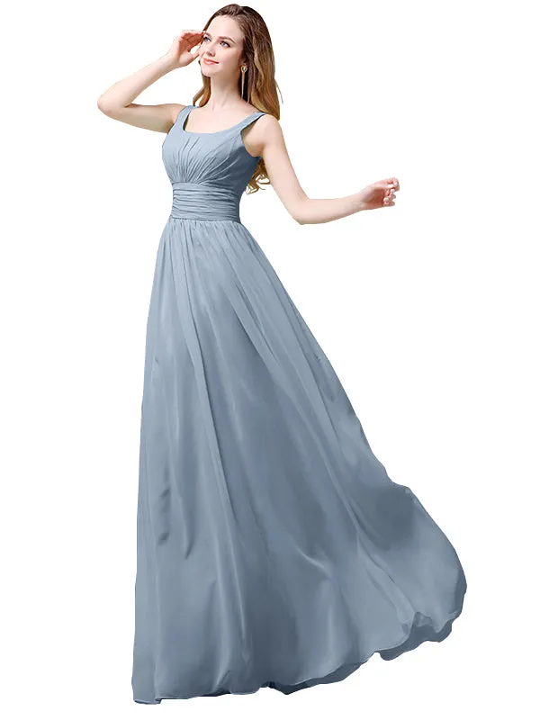 Shoulder Strap A-line Chiffon Elegant Floor-Length Long Bridesmaid Dresses sold by ChicSew product image thumbnail 5