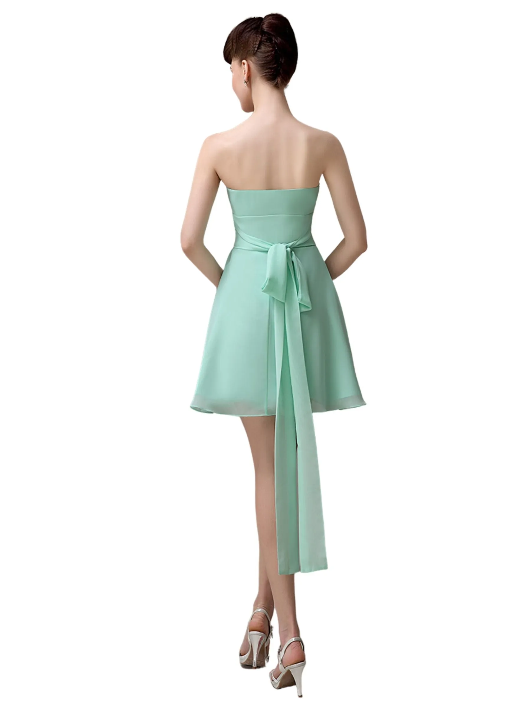 Sweatheart A-line Chiffon Short Bridesmaid Dresses with flower sold by ChicSew product image thumbnail 3