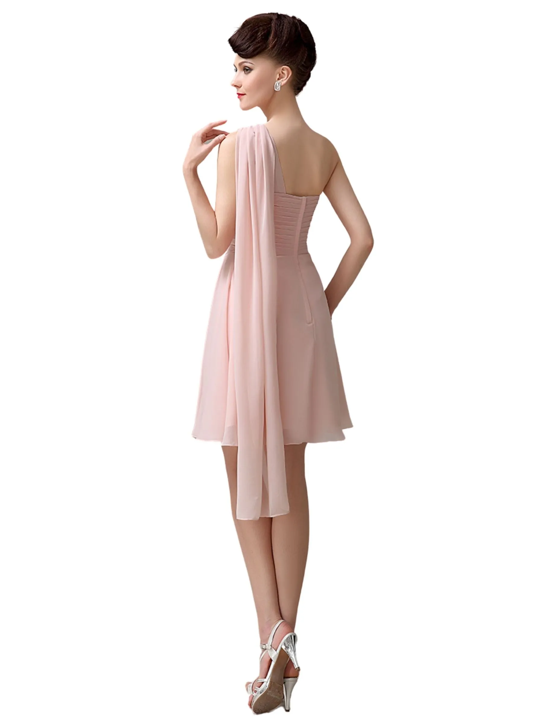 Cute Chiffon One Shoulder Unique Cheap Short Bridesmaid Dresses Online sold by ChicSew product image thumbnail 3