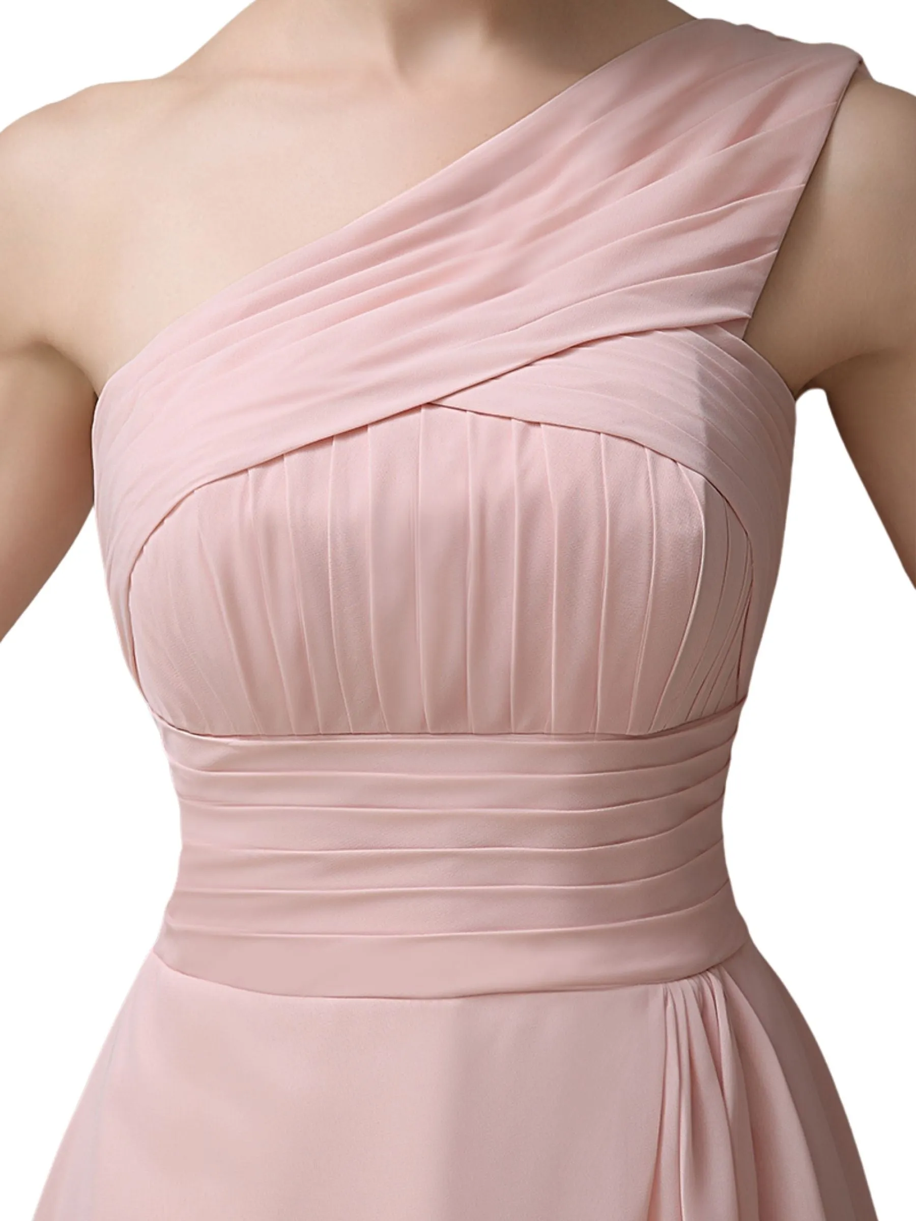 Cute Chiffon One Shoulder Unique Cheap Short Bridesmaid Dresses Online sold by ChicSew product image thumbnail 2