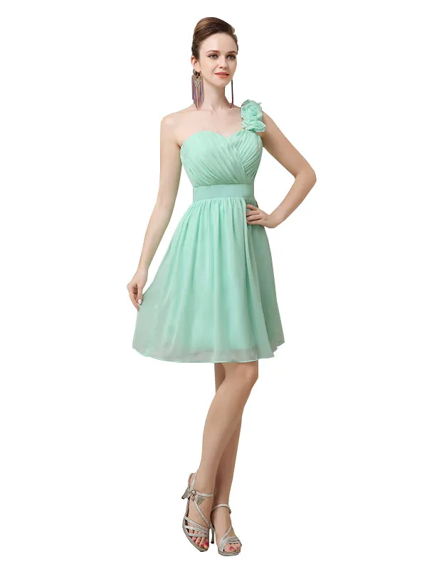 Popular One-shoulder Sweetheart Knee-Length Short Bridesmaid Dresses sold by ChicSew