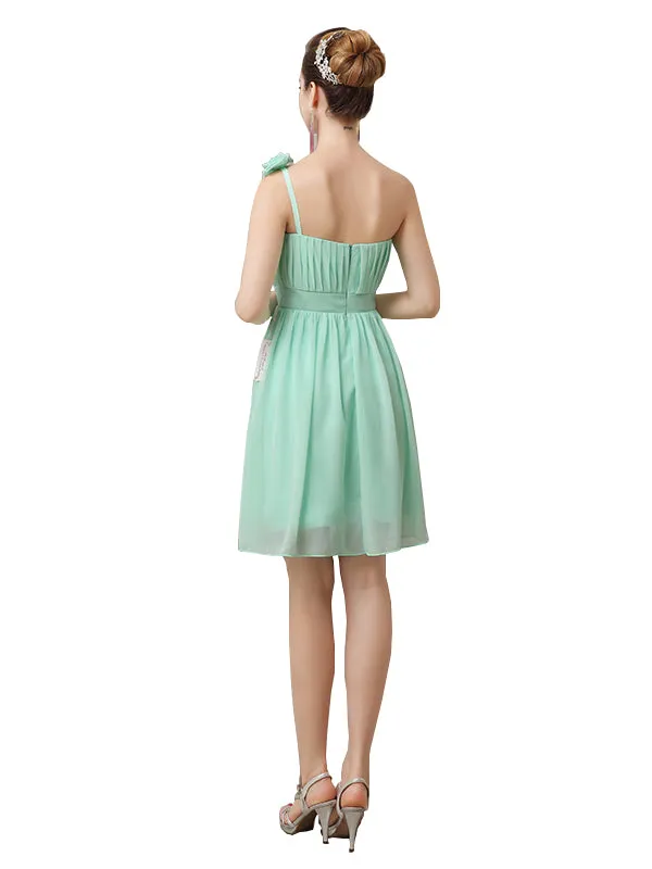 Popular One-shoulder Sweetheart Knee-Length Short Bridesmaid Dresses sold by ChicSew product image thumbnail 3