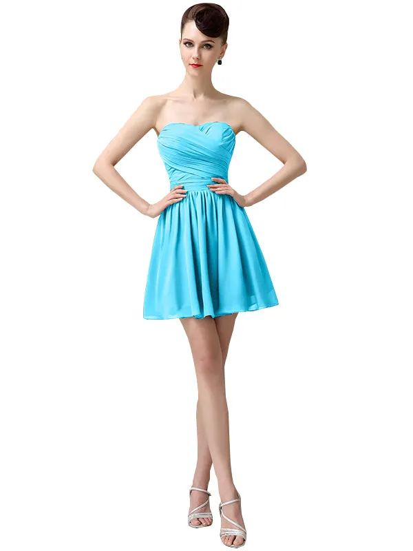 Popular Chiffon A-line Sweetheart Mini Short Bridesmaid Dresses sold by ChicSew product image thumbnail 5