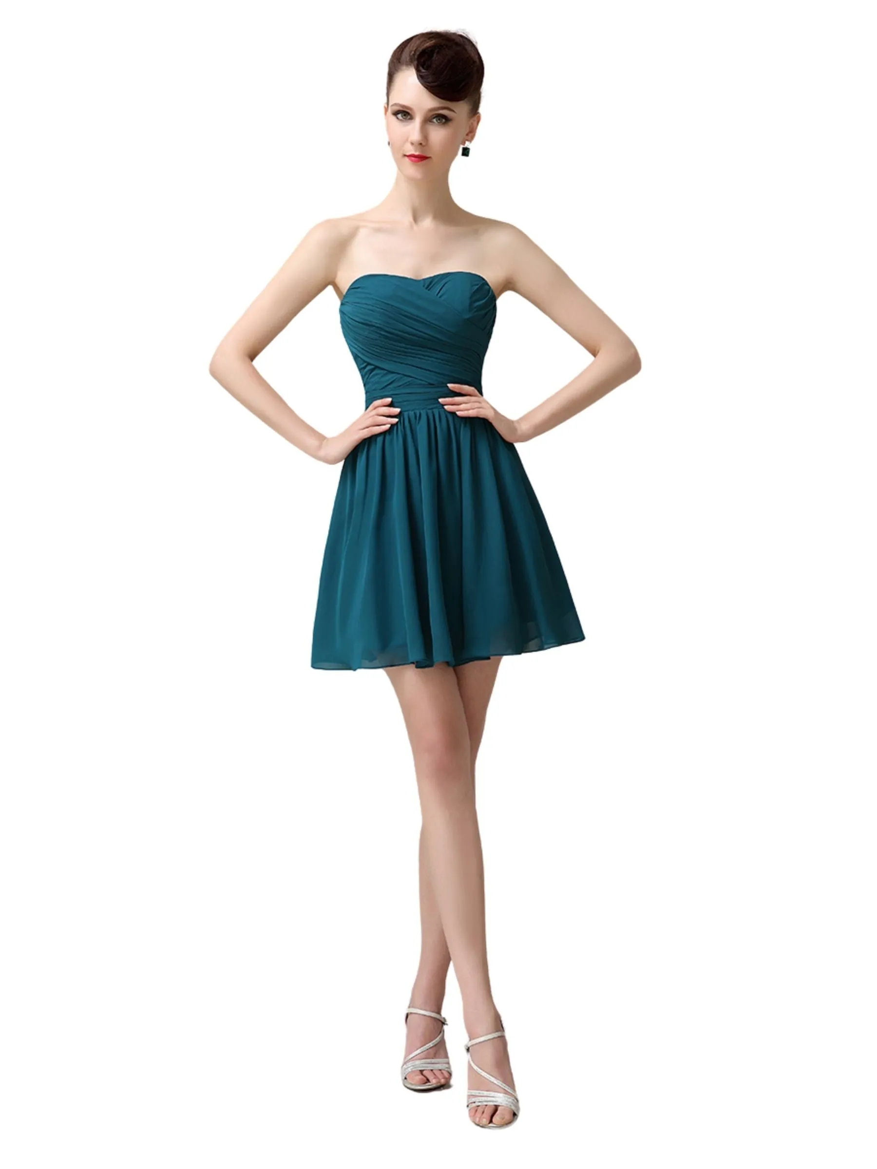 Popular Chiffon A-line Sweetheart Mini Short Bridesmaid Dresses sold by ChicSew