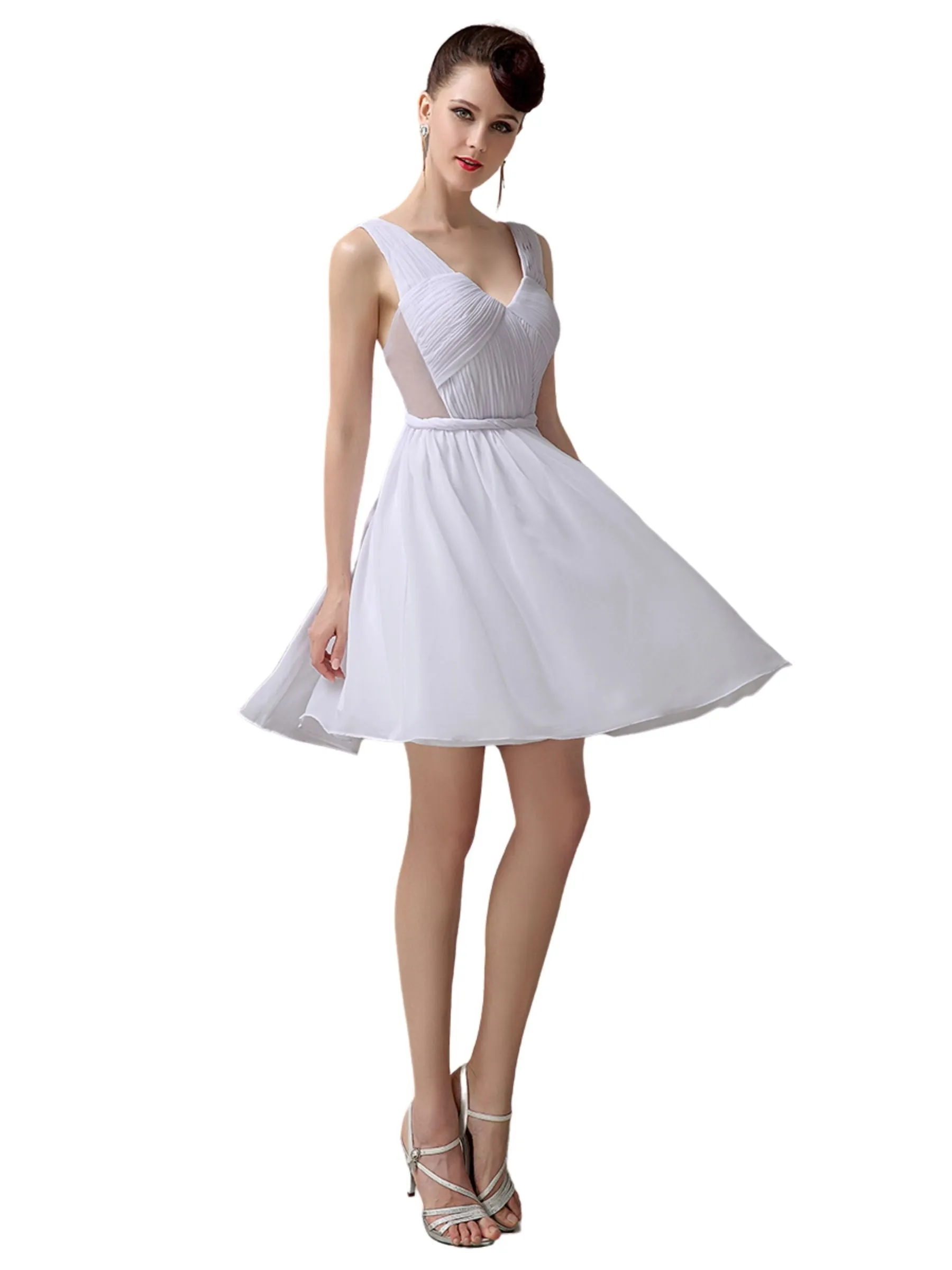 Charming A-line Chiffon V-neck Backless Short Bridesmaid Dresses sold by ChicSew product image thumbnail 4