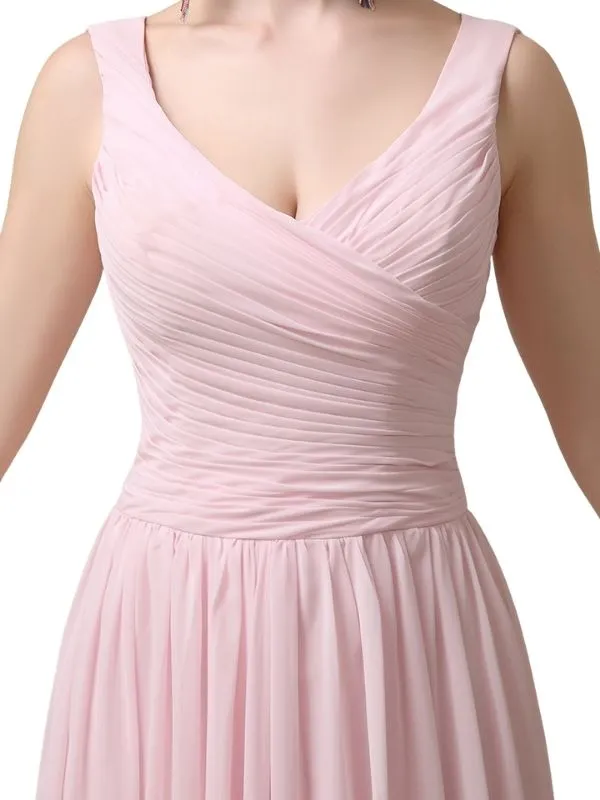 Spaghetti Strap A-line Simple Chiffon Floor-Length Long Bridesmaid Dresses sold by ChicSew product image thumbnail 4