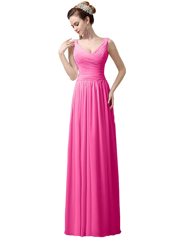 Spaghetti Strap A-line Simple Chiffon Floor-Length Long Bridesmaid Dresses sold by ChicSew product image thumbnail 5