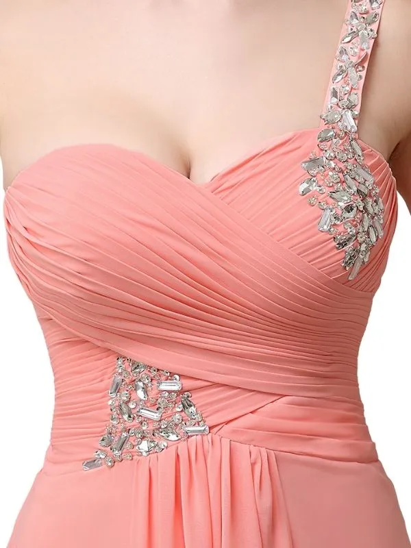 Sweatheart A-line Chiffon One Shoulder Floor-Length Long Bridesmaid Dresses sold by ChicSew product image thumbnail 2