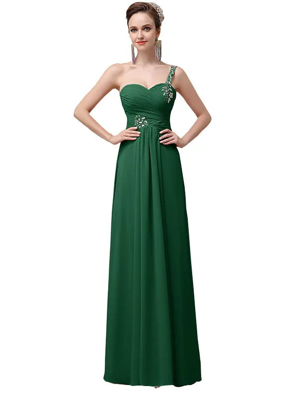 Sweatheart A-line Chiffon One Shoulder Floor-Length Long Bridesmaid Dresses sold by ChicSew product image thumbnail 5