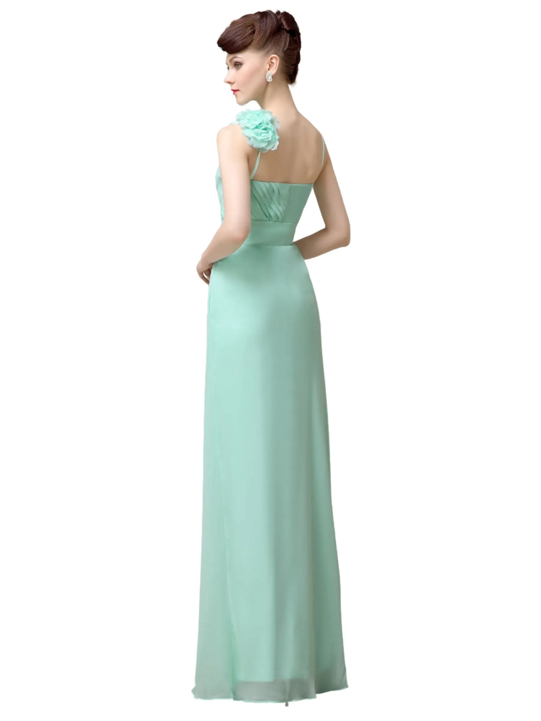 V-neck A-line Simple Chiffon Floor-Length Long Bridesmaid Dresses sold by ChicSew product image thumbnail 3