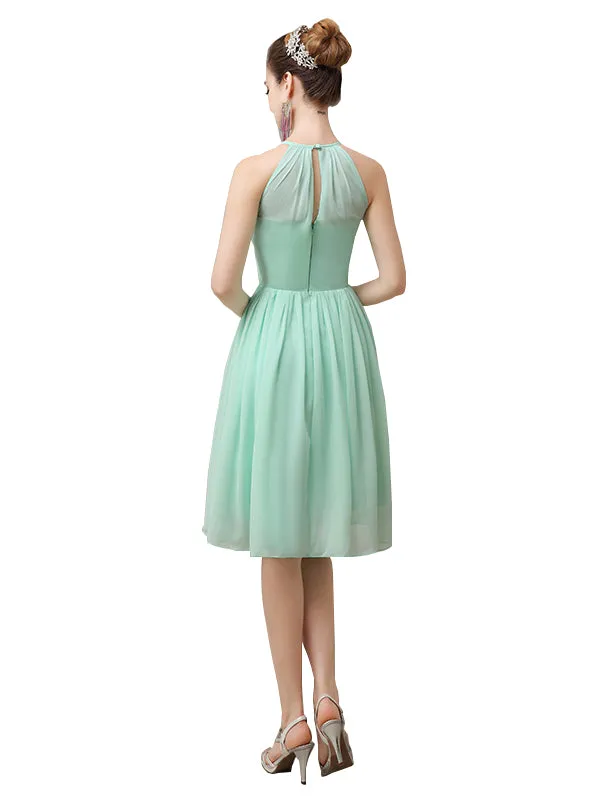Halter A-line Knee-Length Chiffon Short Bridesmaid Dresses sold by ChicSew product image thumbnail 3