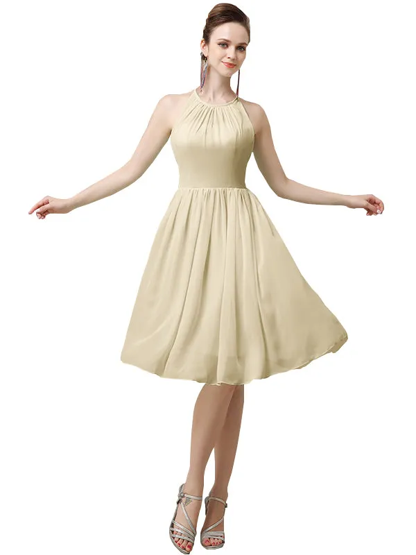 Halter A-line Knee-Length Chiffon Short Bridesmaid Dresses sold by ChicSew product image thumbnail 5