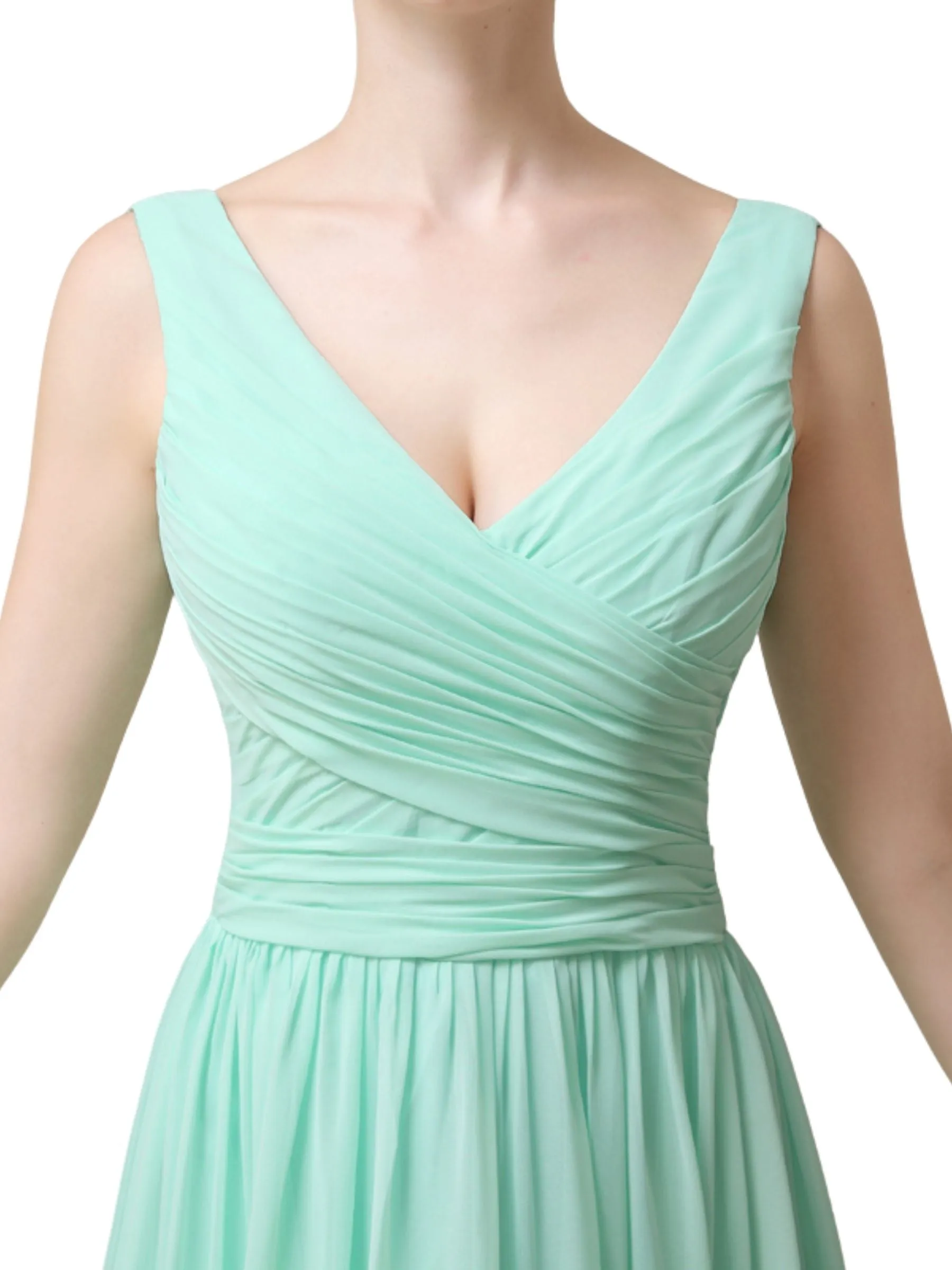 V-Neck Chiffon A-line Floor-Length Long Bridesmaid Dresses sold by ChicSew product image thumbnail 2