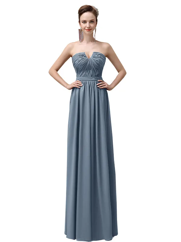 Sweetheart Simple A-line Floor-Length Chiffon Long Bridesmaid Dresses sold by ChicSew