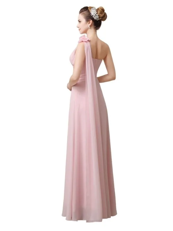 One Shoulder Chiffon A-line Floor-Length Long Bridesmaid Dresses sold by ChicSew product image thumbnail 3