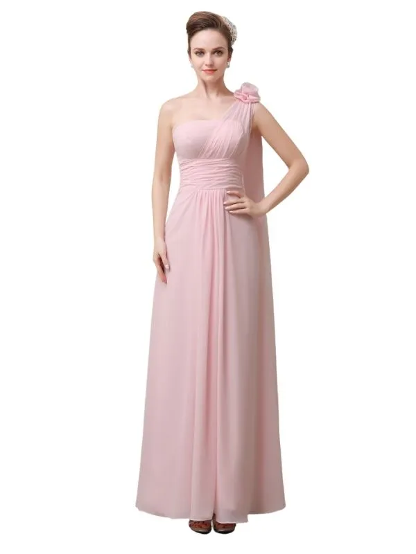 One Shoulder Chiffon A-line Floor-Length Long Bridesmaid Dresses sold by ChicSew product image thumbnail 5