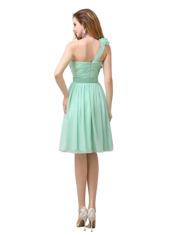 A-line Chiffon One Shoulder Knee-Length Short Bridesmaid Dresses sold by ChicSew product image thumbnail 3