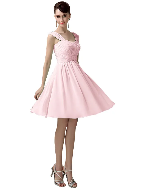 Simple A-line Knee-Length Chiffon Half-Back Short Bridesmaid Dresses sold by ChicSew product image thumbnail 5